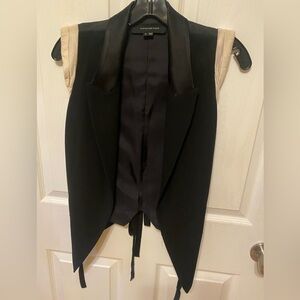 Alexander Wang Black Sleeveless Silk/ Wool Blend Open Front Vest Size 0 MSRP$490